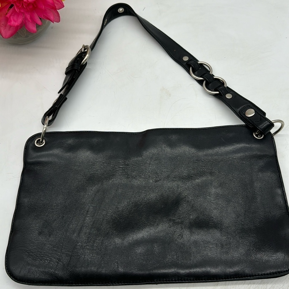 Hobo International Black Silver Leather Shoulder Bag BLP6105